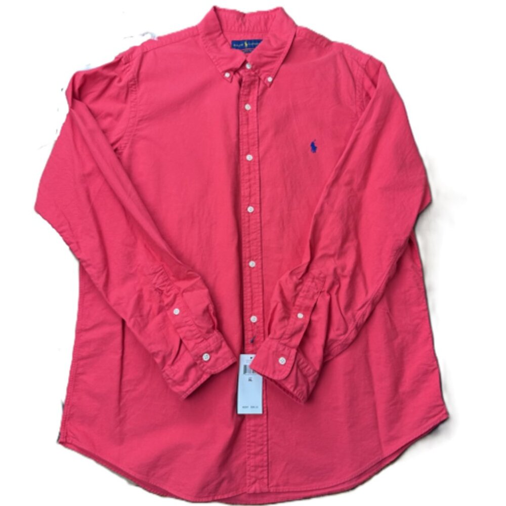 Ralph Lauren Classic Fit Button-Down Shirt XL Red NWT Cotton Polo